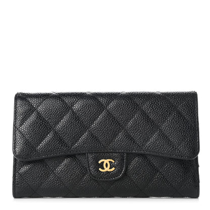Chanel Caviar Quilted Long Flap Wallet Black 1 of 8