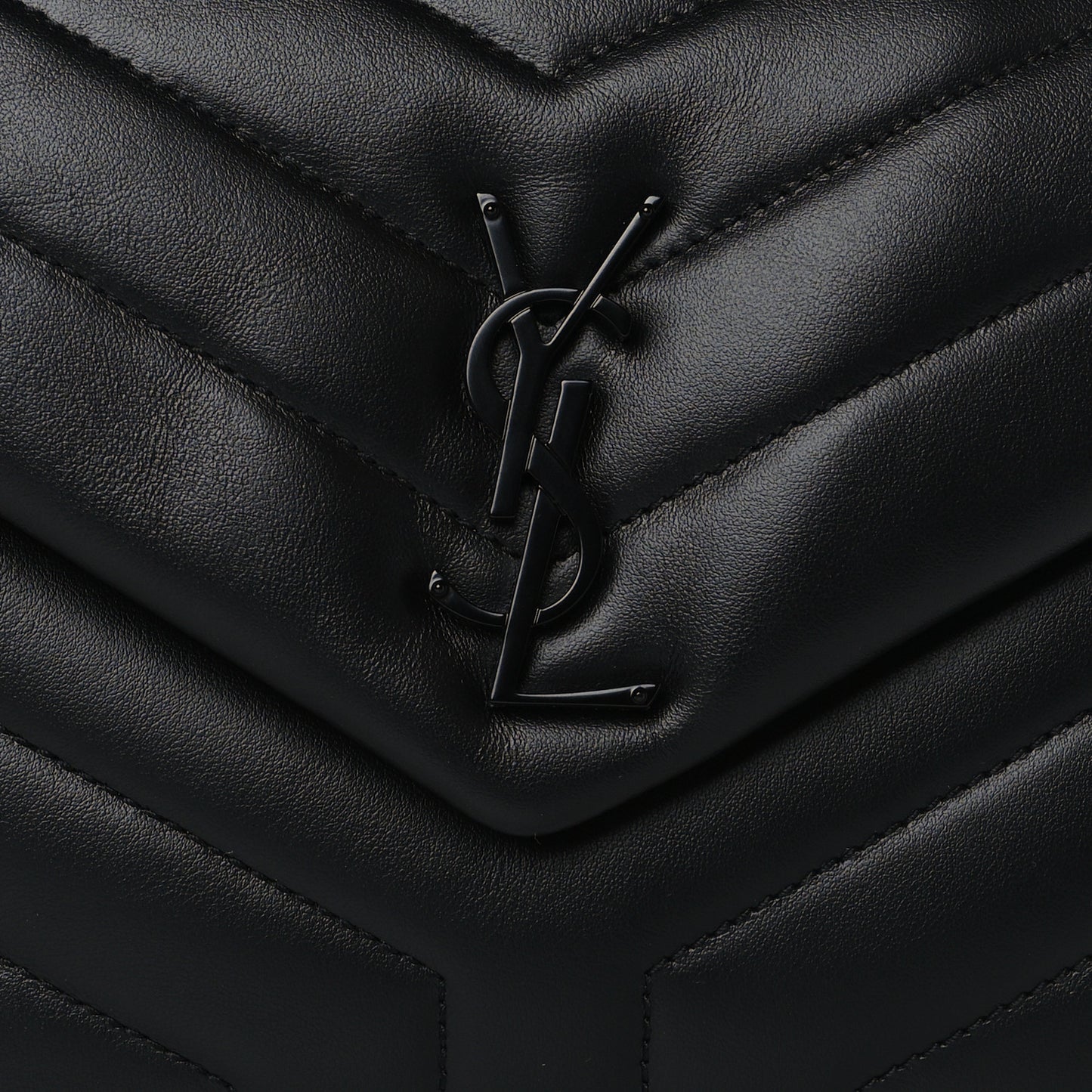 Calfskin Y Quilted Monogram Monochrome Small Loulou Chain Satchel Black