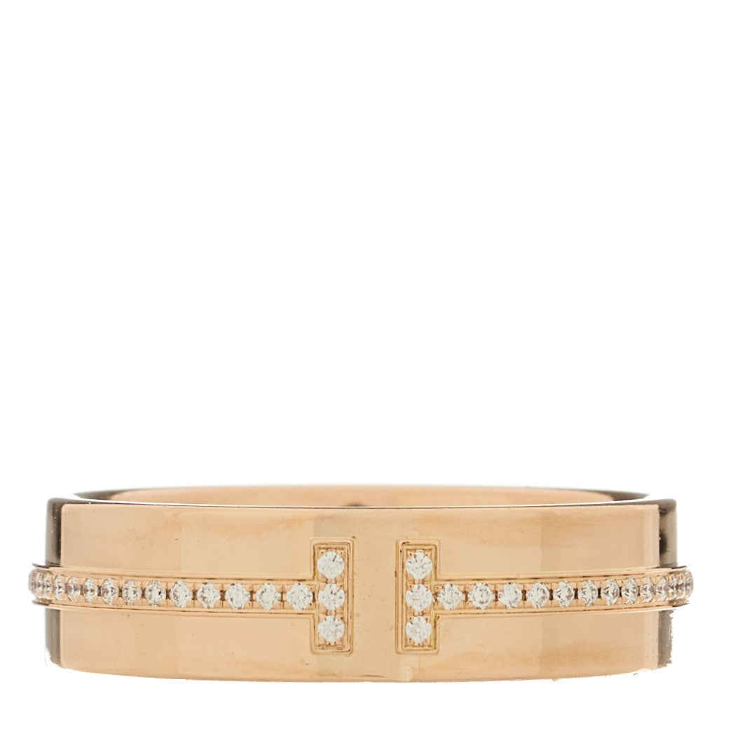 18K Rose Gold Diamond Wide T Two Ring 54 7