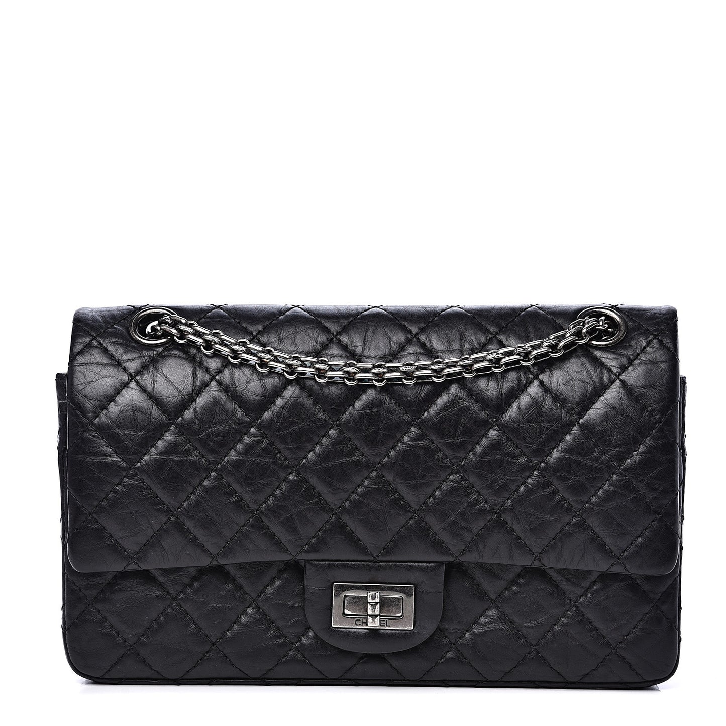 Aged Calfskin Quilted 2.55 Reissue 225 Flap Black
