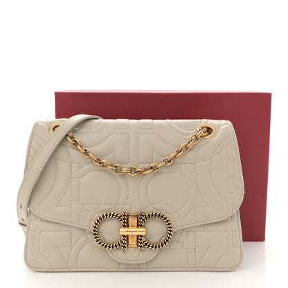 Salvatore Ferragamo Calfskin Quilted Gancini Flap Bag Peony 13 of 13