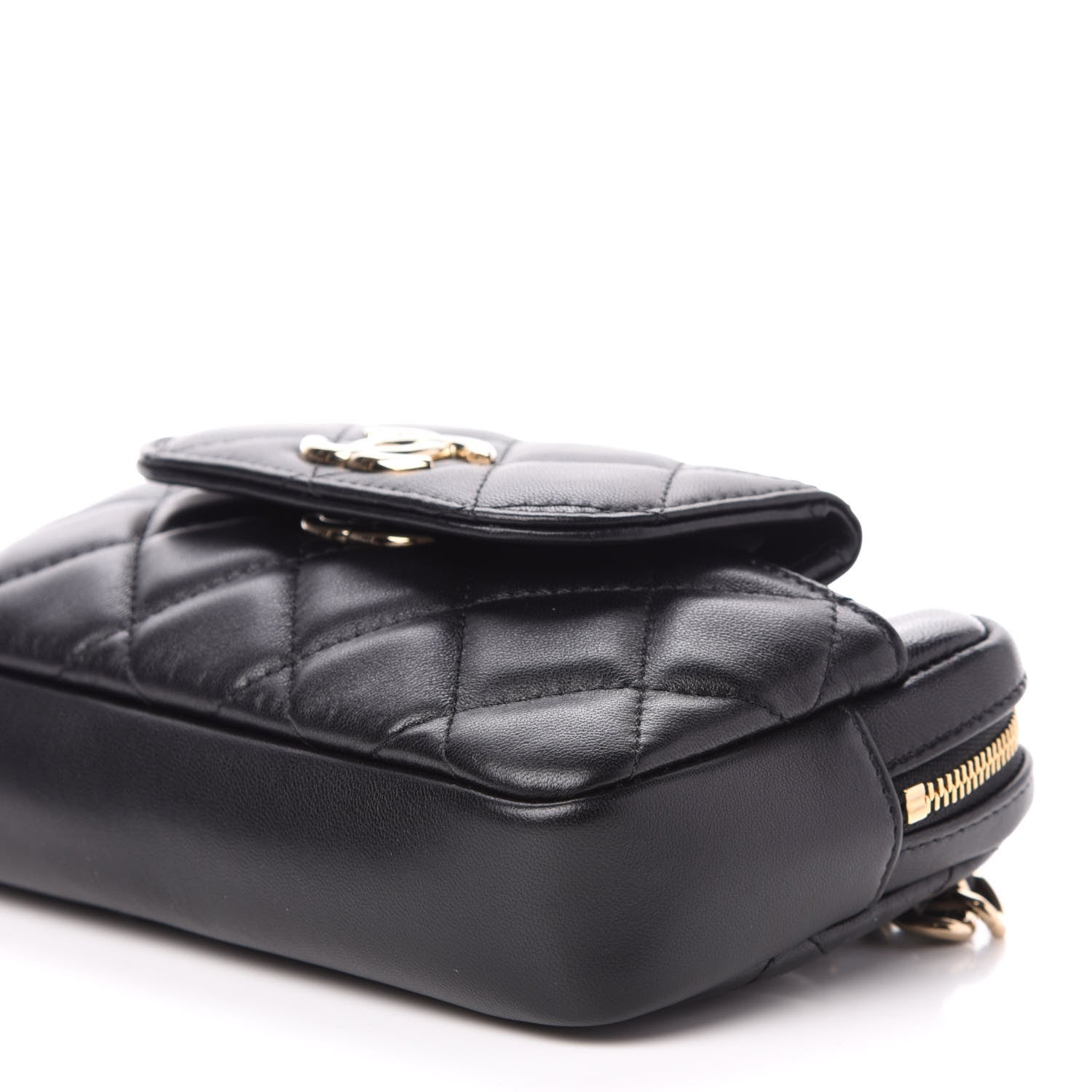 Chanel Lambskin Quilted Waist Bag With Pouch Black 10 of 12