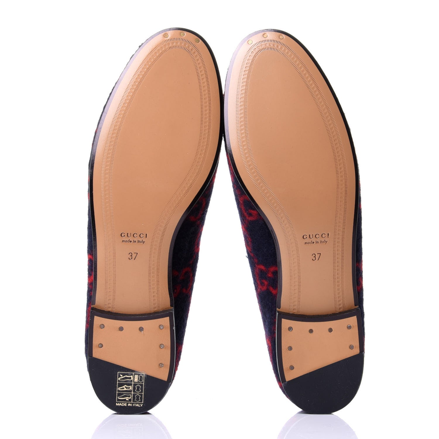Gucci Covered Wool GG Monogram Horsebit Womens Jordaan Loafers 37 Blue Red 7 of 11