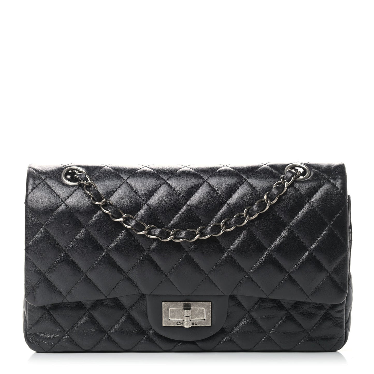 Aged Calfskin Quilted 2.55 Reissue 225 Flap Black