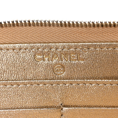 Chanel Metallic Lambskin Quilted Large Gusset Zip Around Wallet Gold 10 of 11