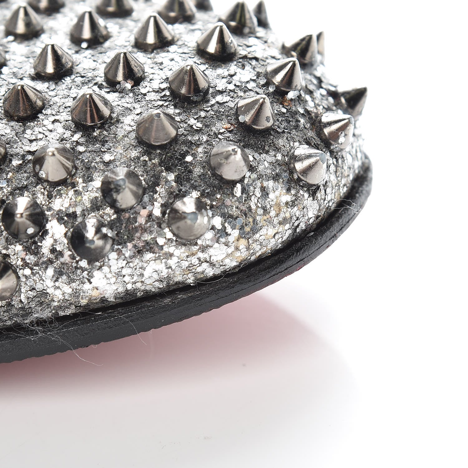 Christian Louboutin Glitter Mens Rollerboy Spikes Flat Loafers 43 Silver 13 of 22