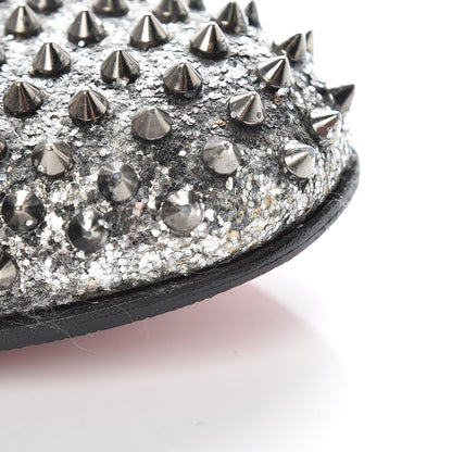 Christian Louboutin Glitter Mens Rollerboy Spikes Flat Loafers 43 Silver 13 of 22