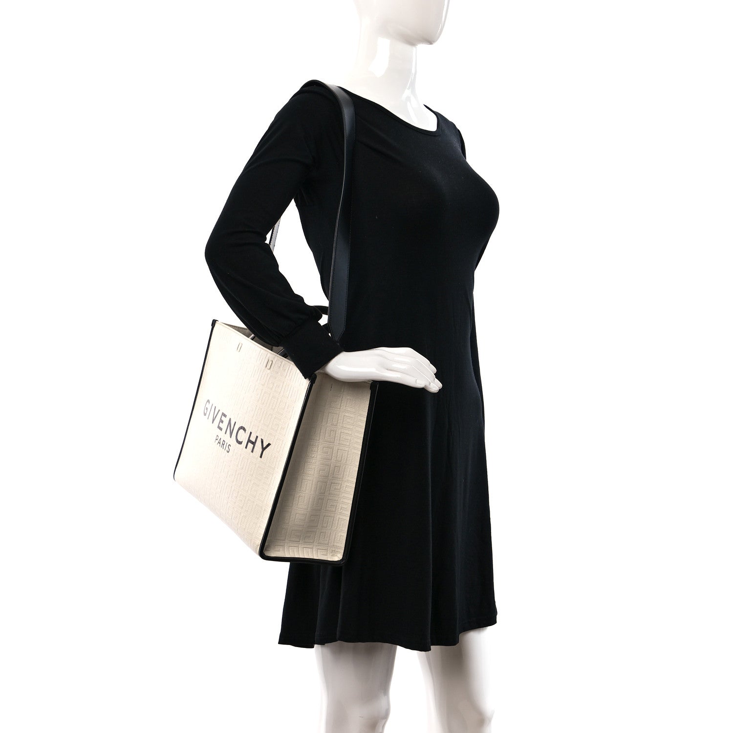 Givenchy Canvas Logo 4G Embossed Medium Tote Beige Black 2 of 8