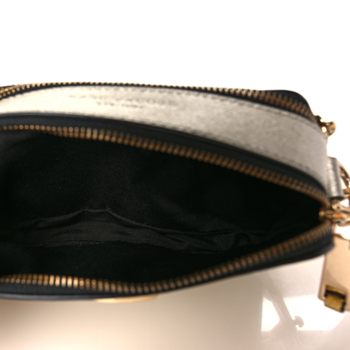 Metallic Saffiano Small Snapshot Camera Bag Silver Gold