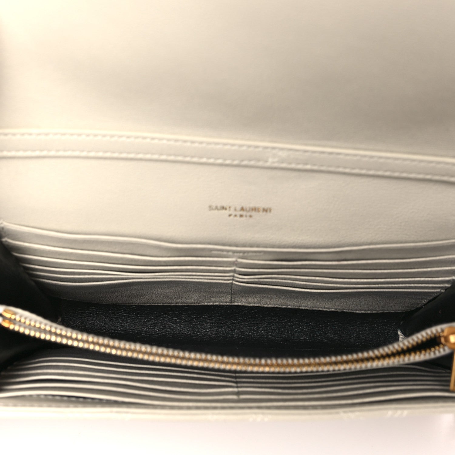 Saint Laurent Lambskin Diamond Quilted Becky Chain Wallet Blanc Vintage 5 of 10