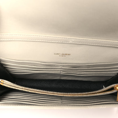 Saint Laurent Lambskin Diamond Quilted Becky Chain Wallet Blanc Vintage 5 of 10