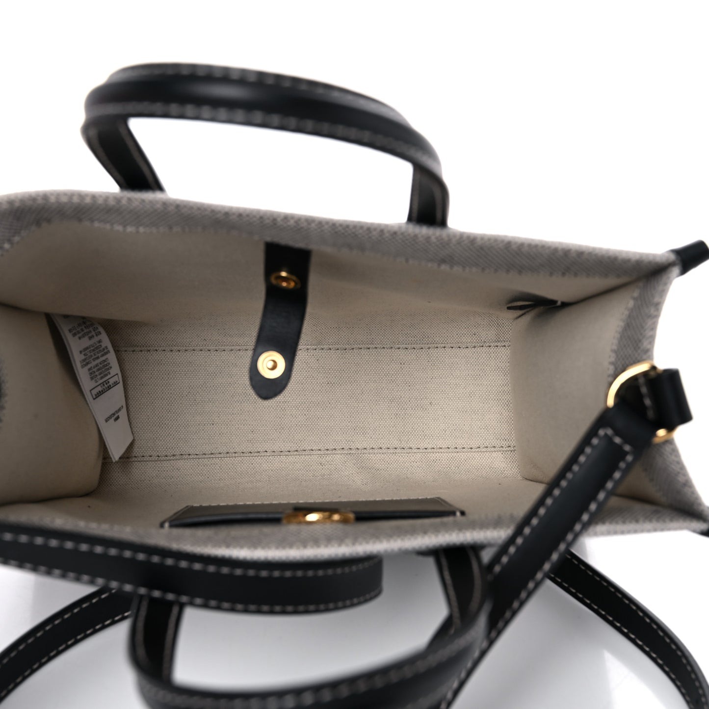 Canvas Smooth Calfskin Mini Two Tone Freya Tote Black