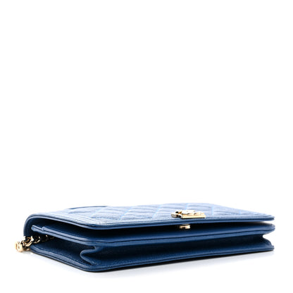Chanel Caviar Quilted Boy Wallet On Chain WOC Blue 4 of 12