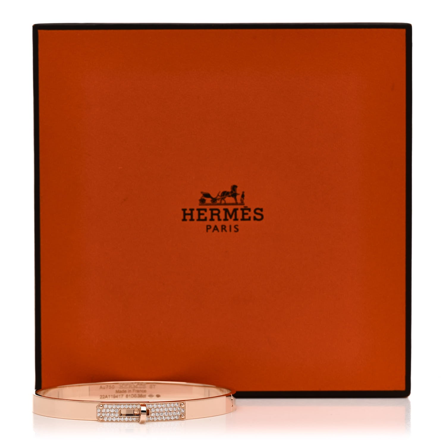 Hermes 18K Rose Gold Diamond PM Kelly Pave Bracelet ST 4 of 4