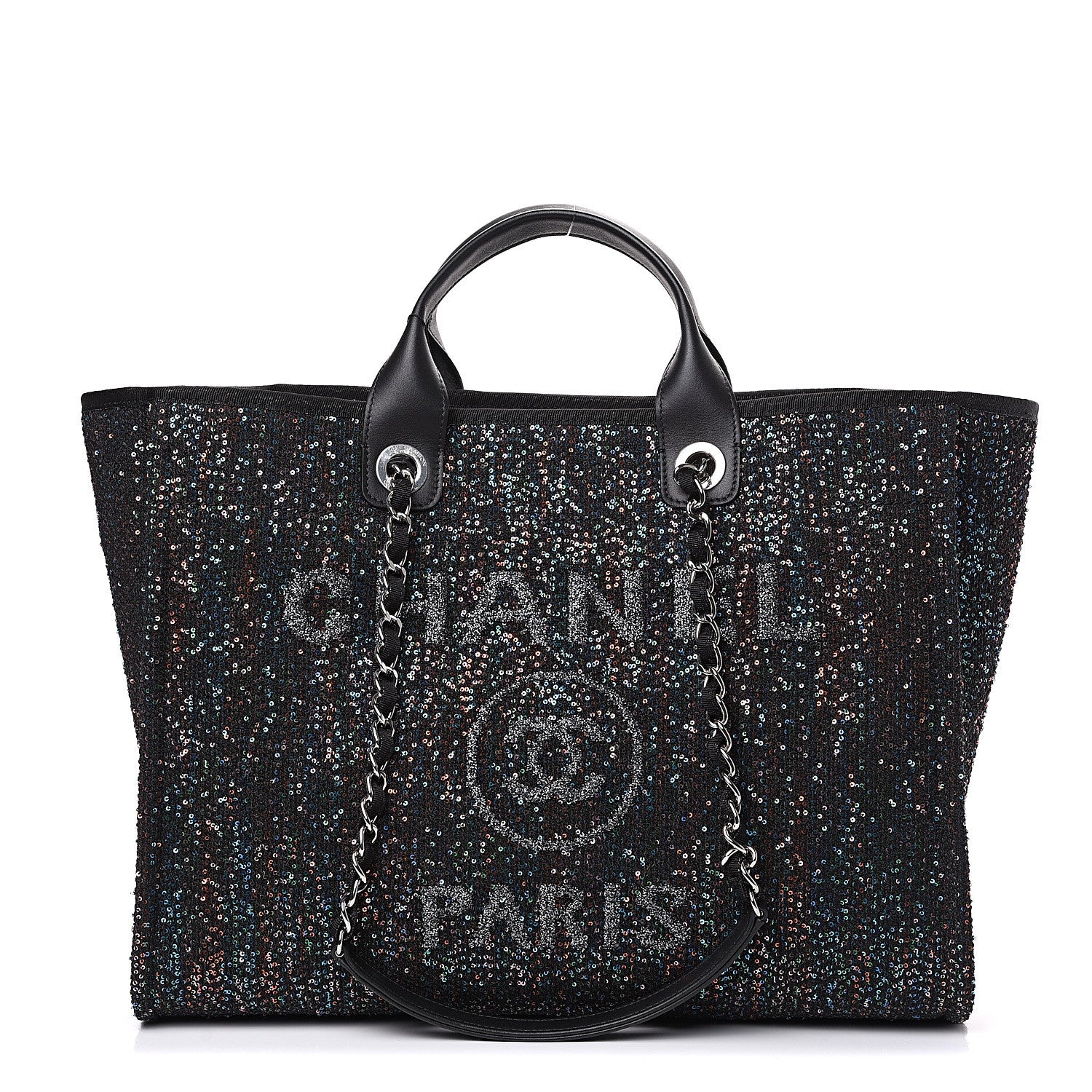 Chanel Calfskin Sequin Medium Deauville Tote Black 1 of 9