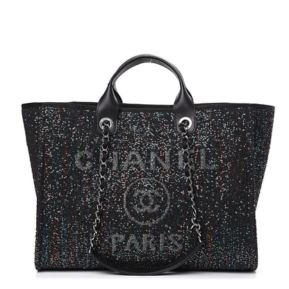 Chanel Calfskin Sequin Medium Deauville Tote Black 1 of 9