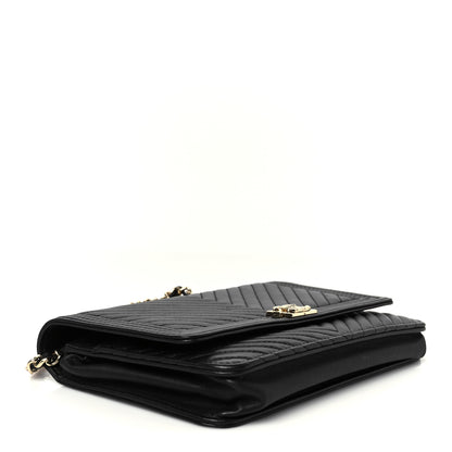 Chanel Calfskin Chevron Boy Wallet On Chain WOC Black 4 of 11
