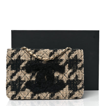 Chanel Tweed Shearling Quilted Chanel Wallet On Chain WOC Beige Black 11 of 11