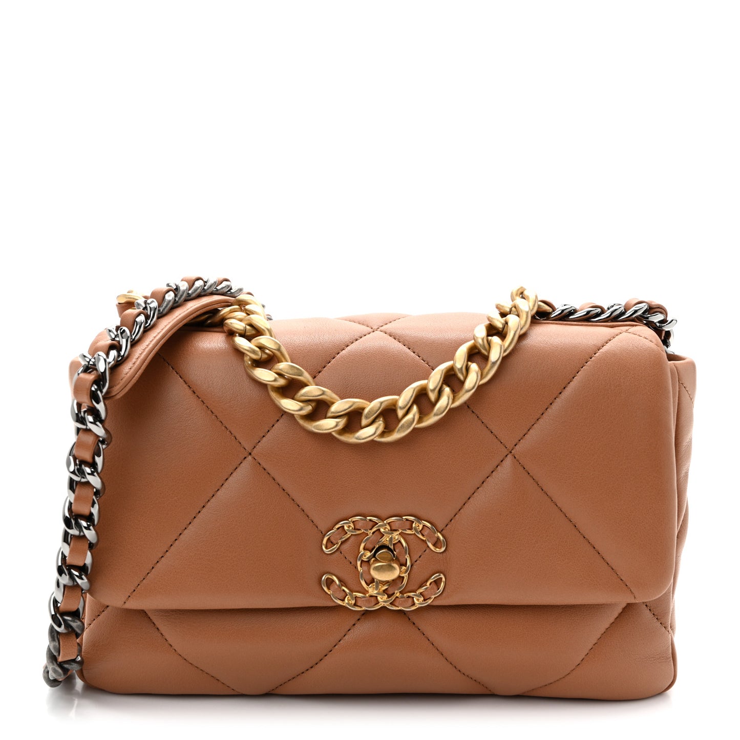 Lambskin Quilted Medium Chanel 19 Flap Brown