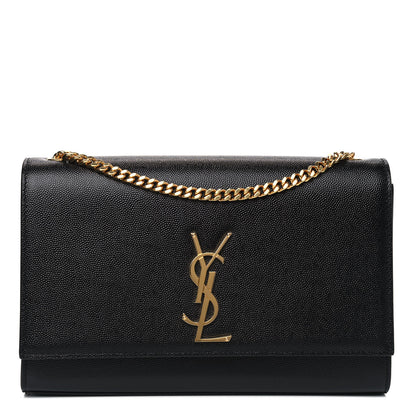 Saint Laurent Grain De Poudre Medium Classic Monogram Kate Satchel Black 1 of 4