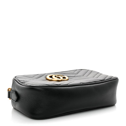 Gucci Calfskin Matelasse Small GG Marmont Chain Shoulder Bag Black 4 of 12