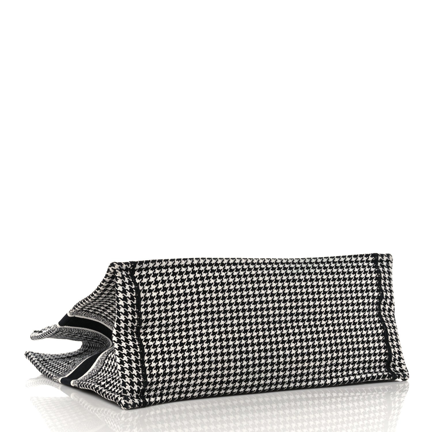 Christian Dior Canvas Houndstooth Embroidered Book Tote Black White 4 of 10
