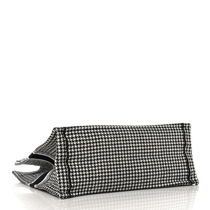 Christian Dior Canvas Houndstooth Embroidered Book Tote Black White 4 of 10