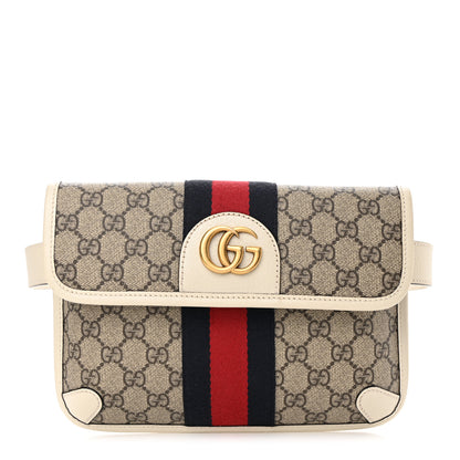Gucci GG Supreme Monogram Web Small Ophidia Belt Bag 90 36 Brown White 1 of 11