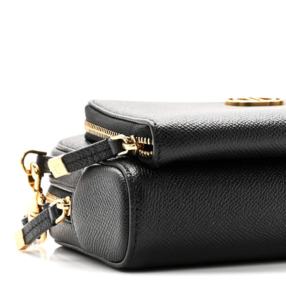 Christian Dior Grained Calfskin Caro Double Pouch Black 8 of 9
