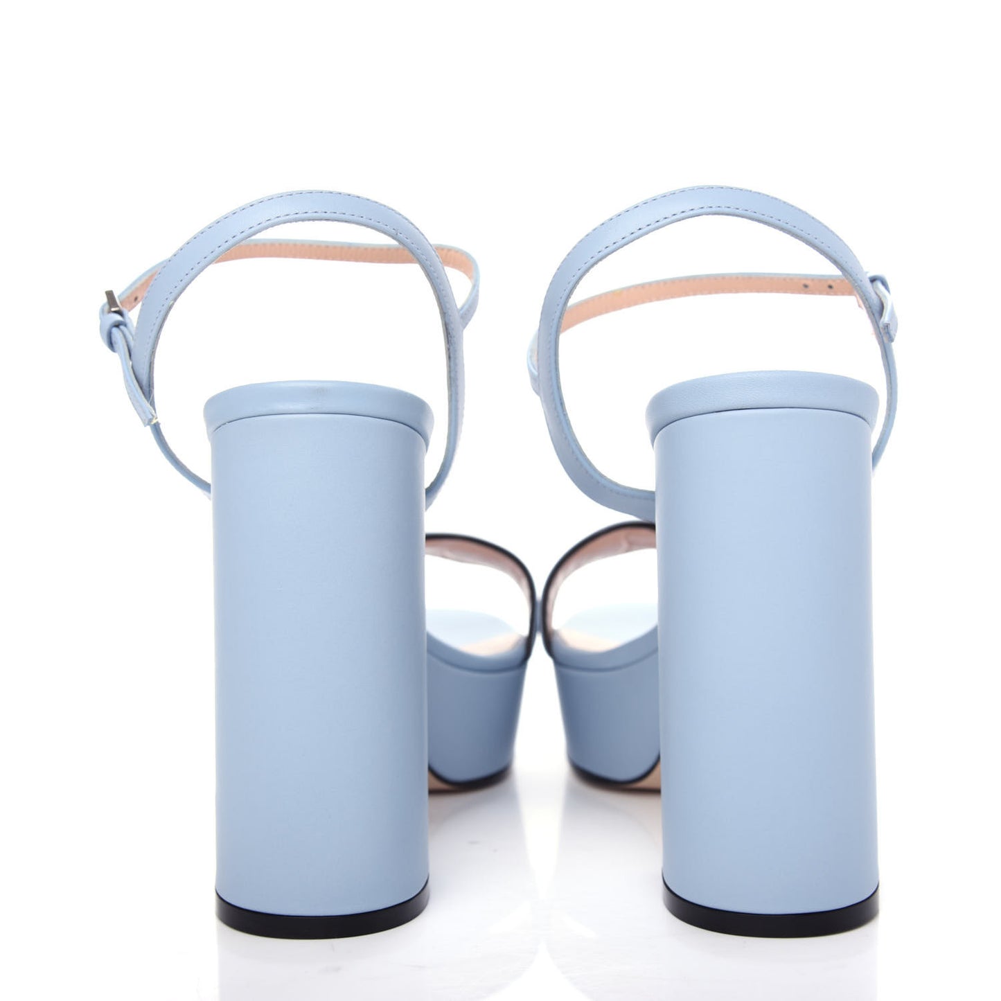 Calfskin GG Marmont Ankle Wrap 30/115mm Platform Sandals 38 Porcelain Light Blue
