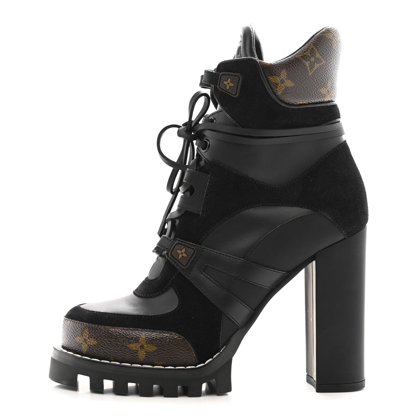 Suede Calfskin Monogram Star Trail Ankle Boots 38 Black