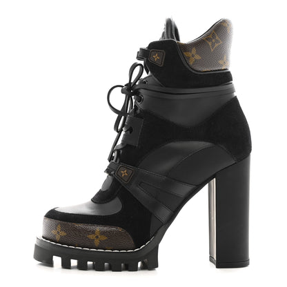 Louis Vuitton Suede Calfskin Monogram Star Trail Ankle Boots 38 Black 1 of 10