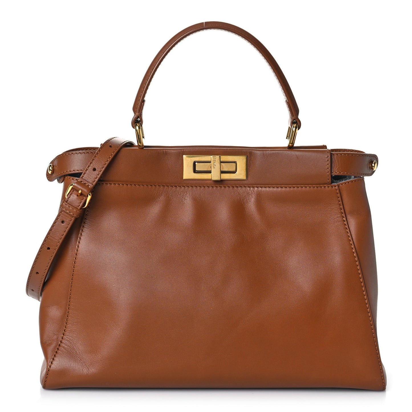 Vitello Morgan Shiny Nappa Medium Peekaboo Iconic Satchel Cuoio Piombo