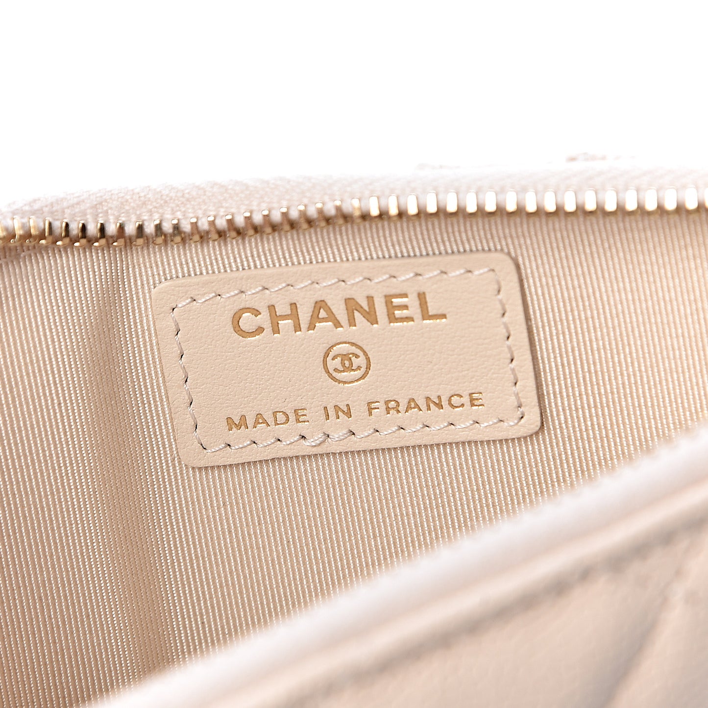 Caviar Quilted Classic Flat Wallet Pouch Light Beige