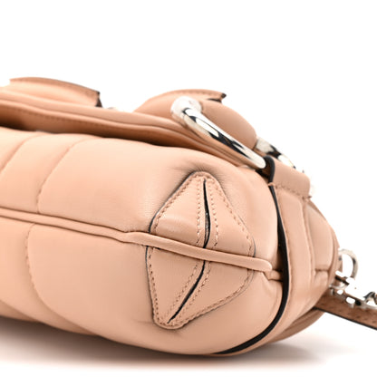 Gucci Nappa Vertical Matelasse Small Maxi Horsebit Chain Shoulder Bag Beige 9 of 10