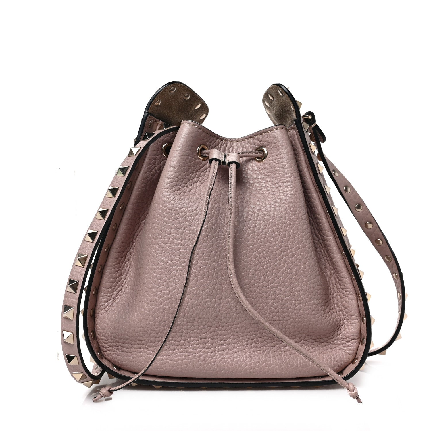 Valentino Garavani Grained Calfskin Rockstud Bucket Bag Poudre 1 of 9