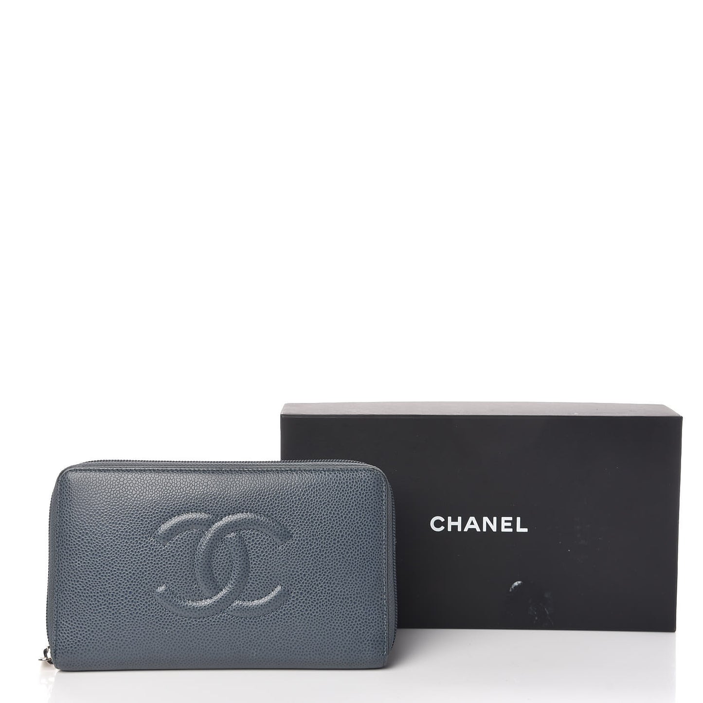 Caviar Large CC Timeless Zip Around Organizer Wallet Blue