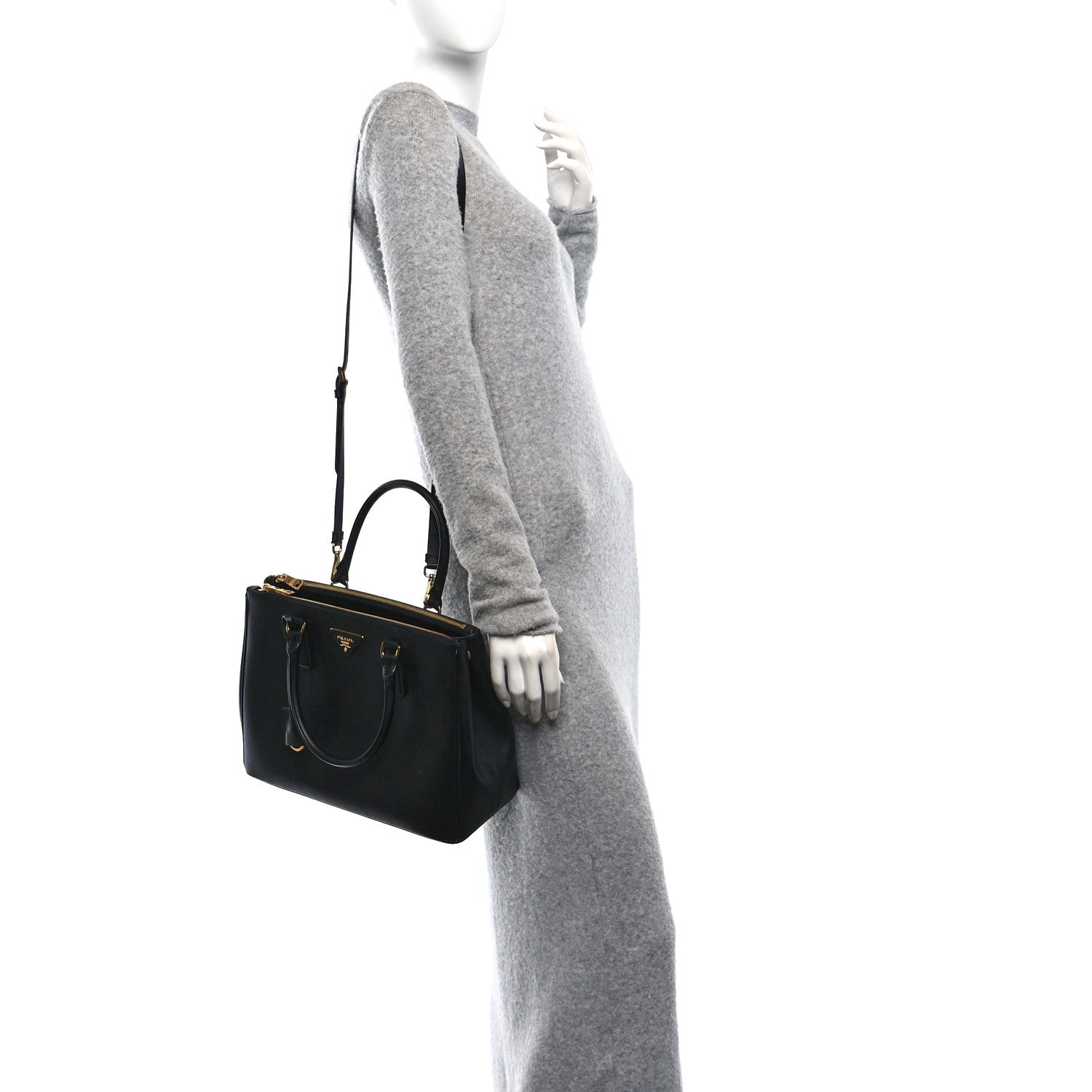 Prada Saffiano Lux Large Galleria Double Zip Tote Black 2 of 10