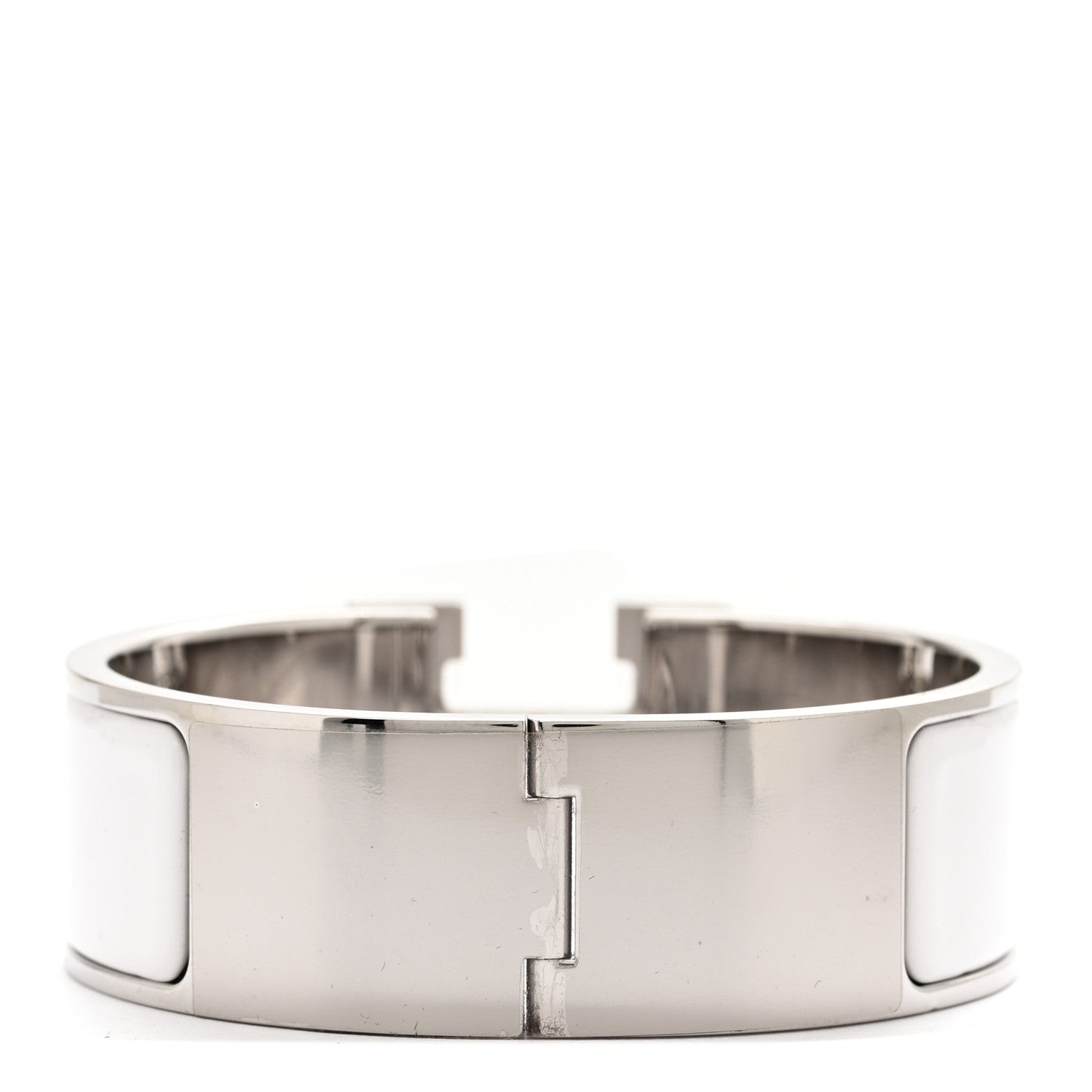 HERMES ホワイトバングル Hermes Enamel Wide Clic Clac H Bracelet PM White 1766412
