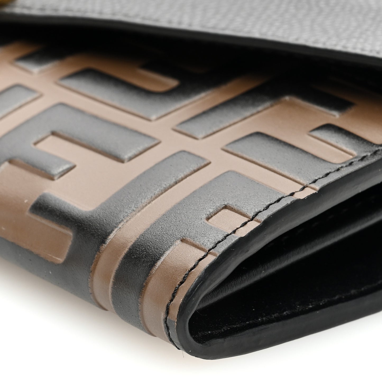 Vitello Cruise F is Fendi Bi-Color FF 1974 Embossed Continental Envelope Wallet On Chain Maya Black