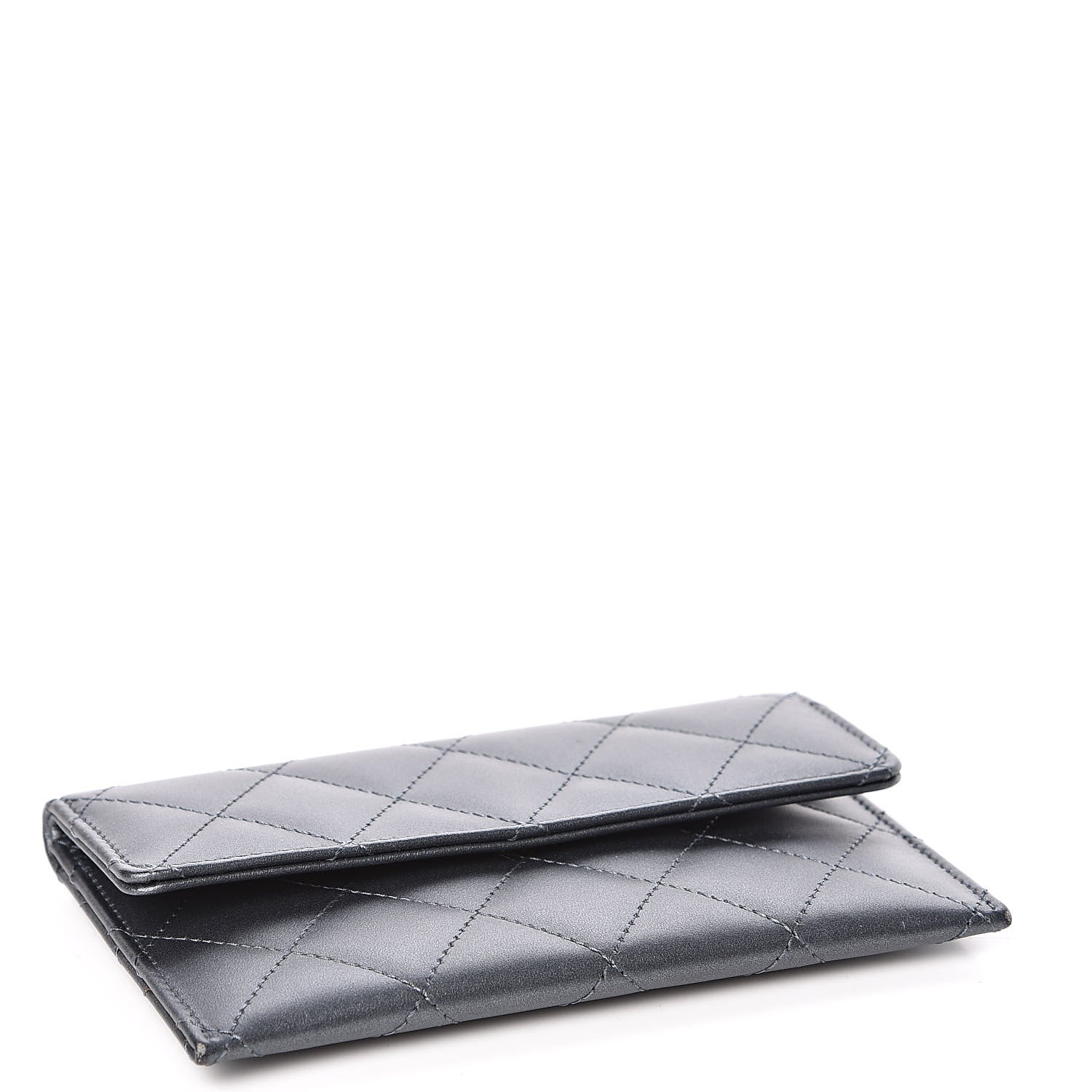 Chanel Metallic Lambskin Quilted Card Holder Dark Grey 4 of 7