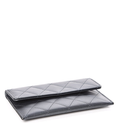 Chanel Metallic Lambskin Quilted Card Holder Dark Grey 4 of 7