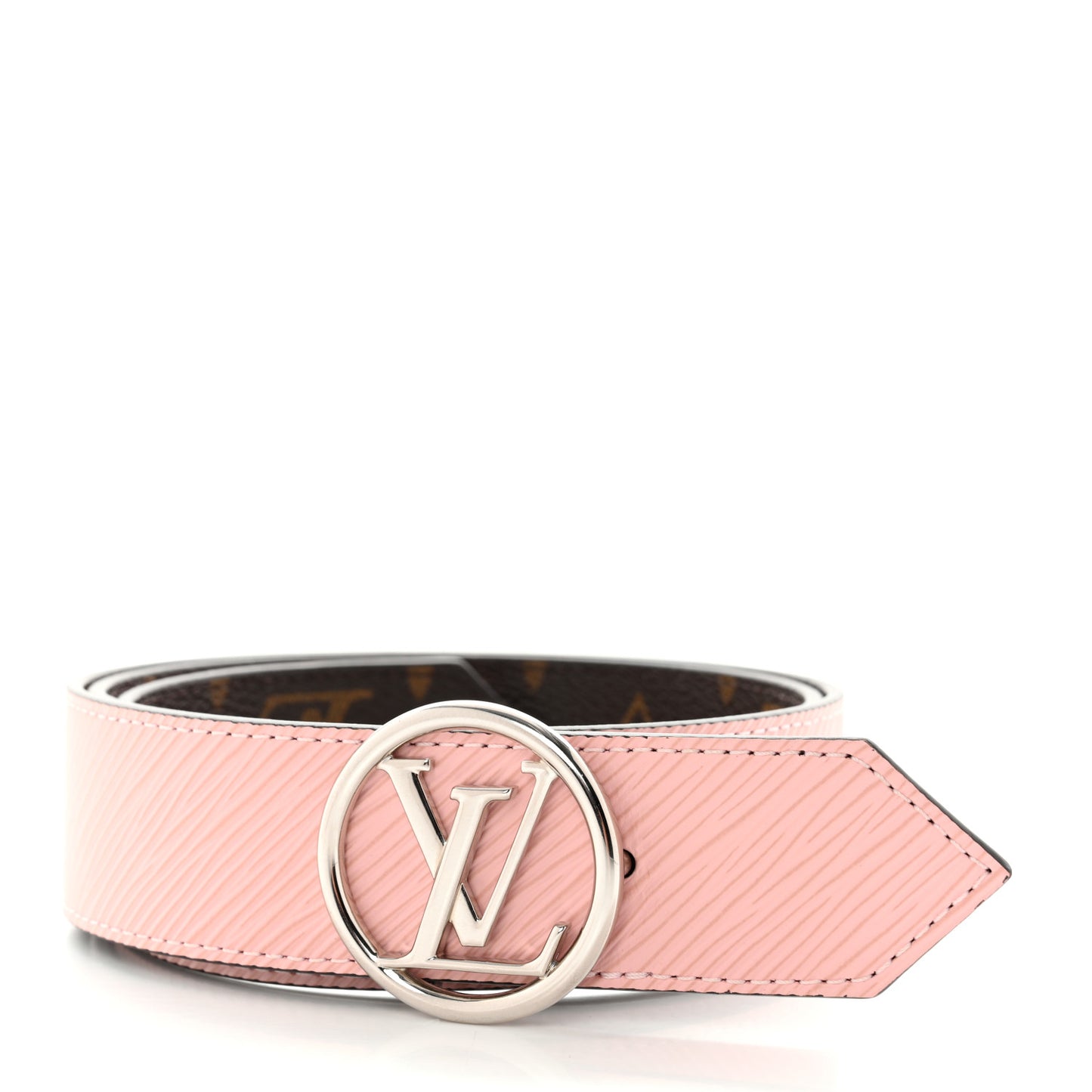 Monogram Epi 35mm LV Circle Reversible Belt 80 32 Rose Ballerine