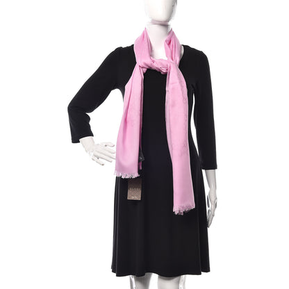 Gucci Wool Silk GG Monogram GGNat Scarf Rose 2 of 4
