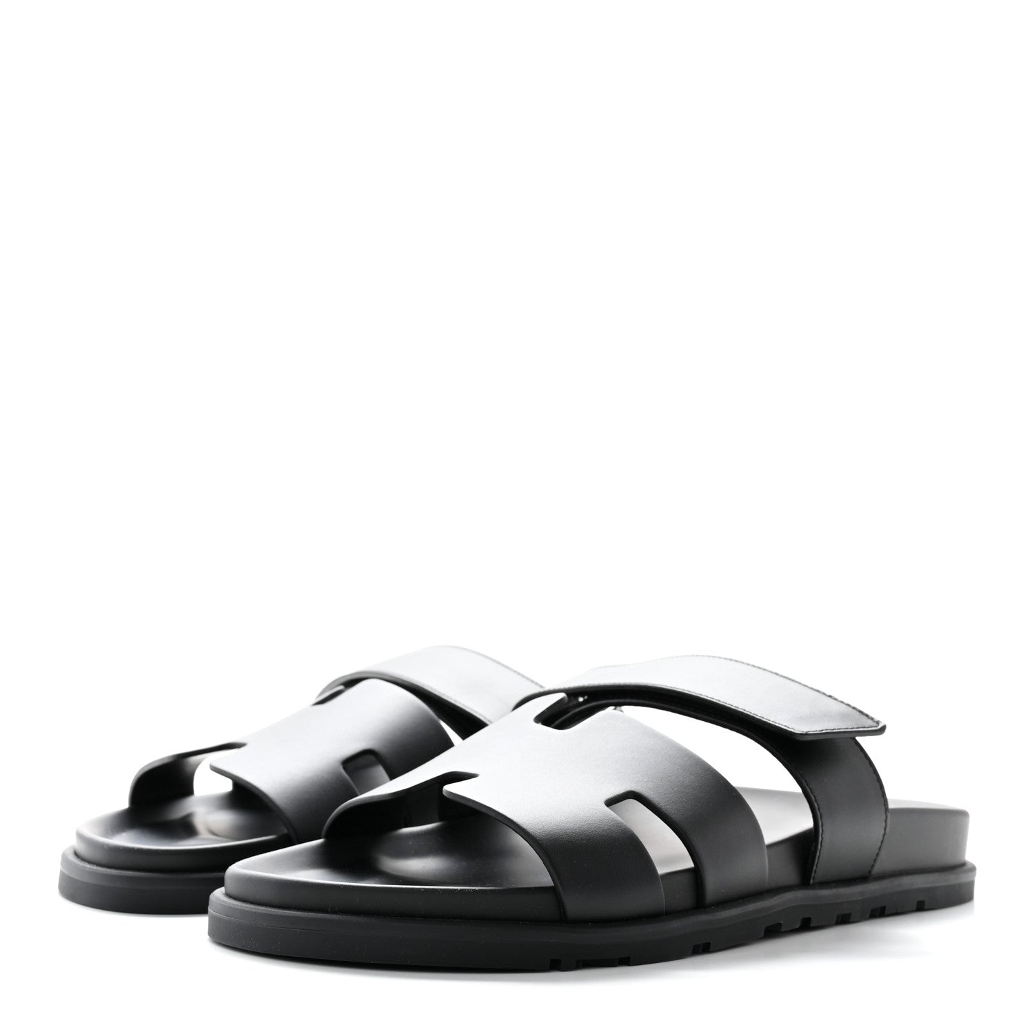 Hermes Calfskin Mens Chypre Sandals 41.5 Black 3 of 10