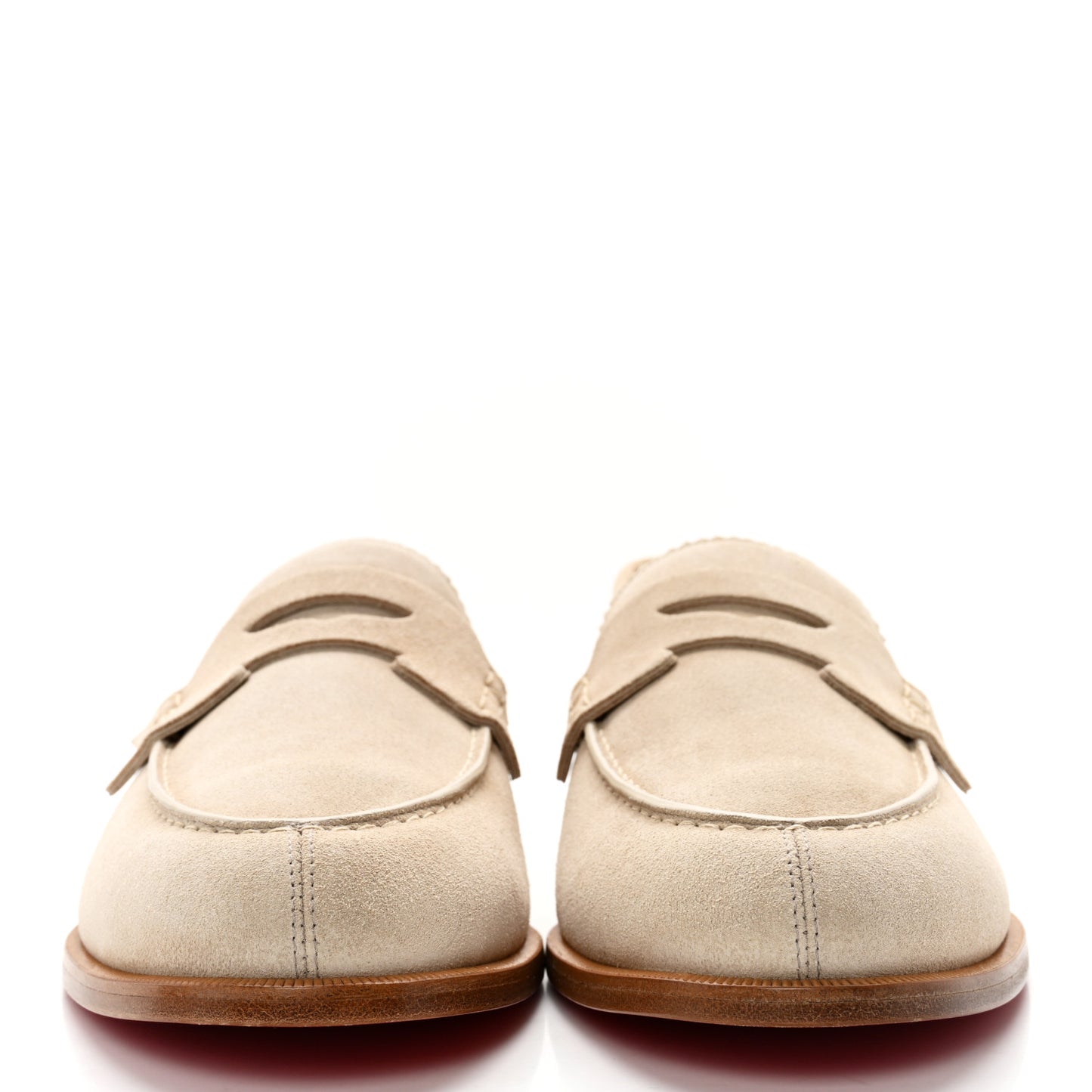 Veau Velours Mens No Penny Flat Loafers 41.5 Natural