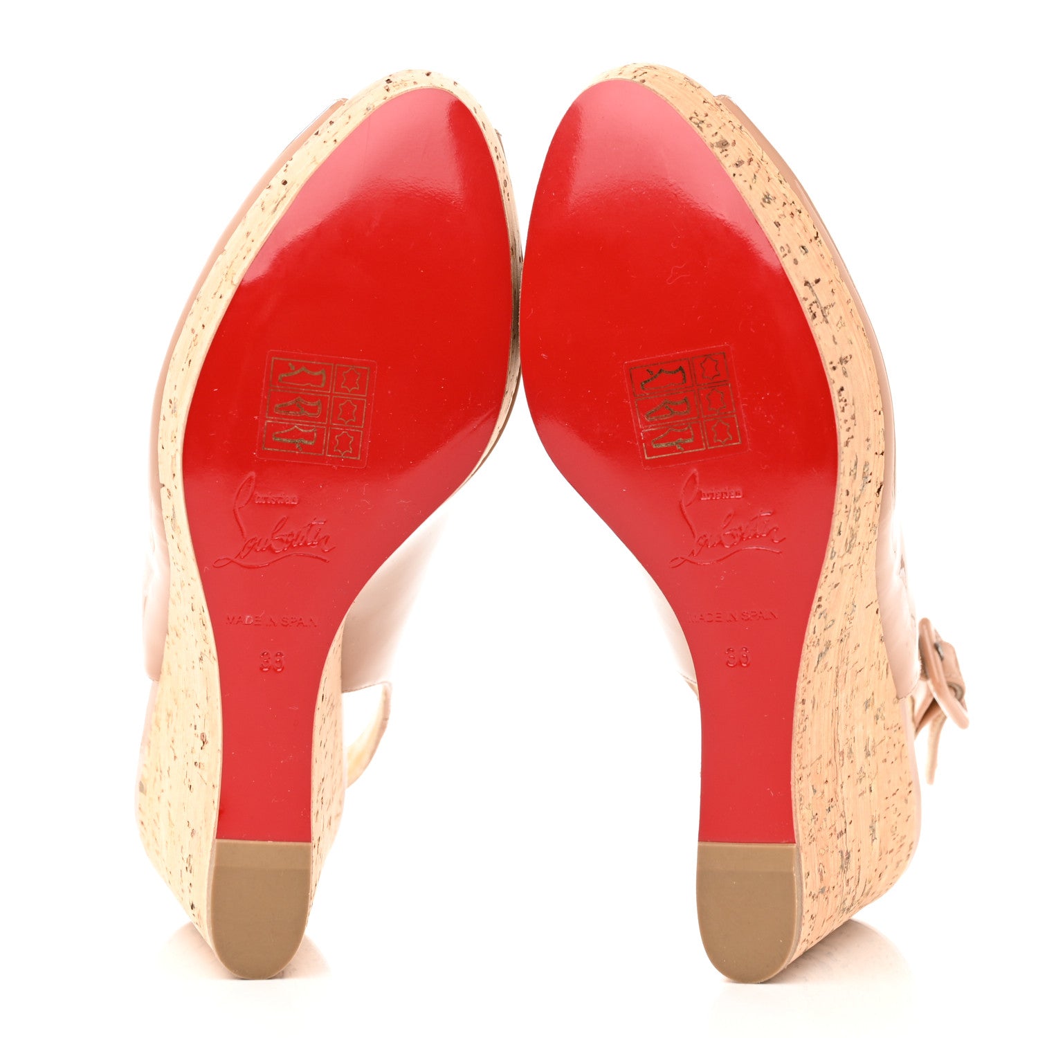 Christian Louboutin Patent Cork Une Plume Sling 120 Wedges 36 Nude 5 of 8
