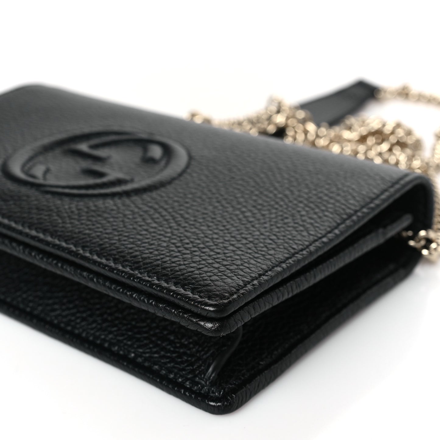 Pebbled Calfskin Soho Wallet On Chain Black