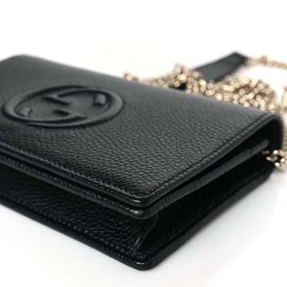 Gucci Pebbled Calfskin Soho Wallet On Chain Black 8 of 8