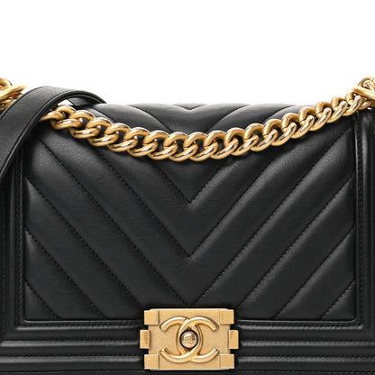Chanel Lambskin Chevron Quilted Medium Boy Flap Black 14 of 29